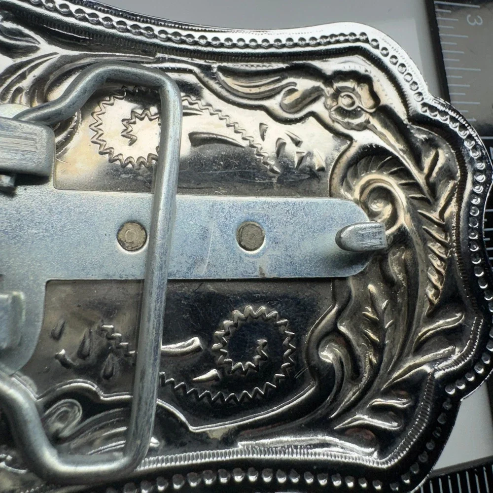 Western Eagle Belt Buckle Silver Tone Gold Tone‎ Ornate Floral Design Cowboy